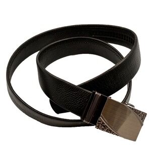Demon & Hunter Mens Belt Black Leather‎ Adjustable Ratchet Gunmetal Buckle 40"